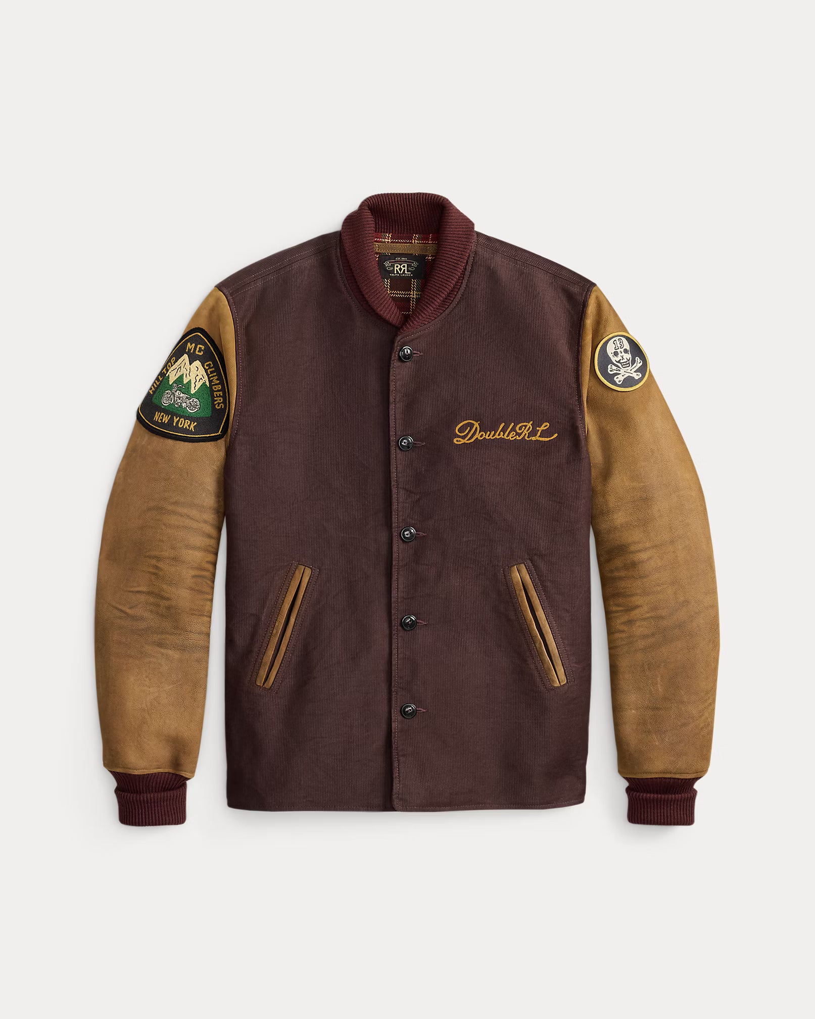 RRL Leather-Sleeve Baseball Jacket