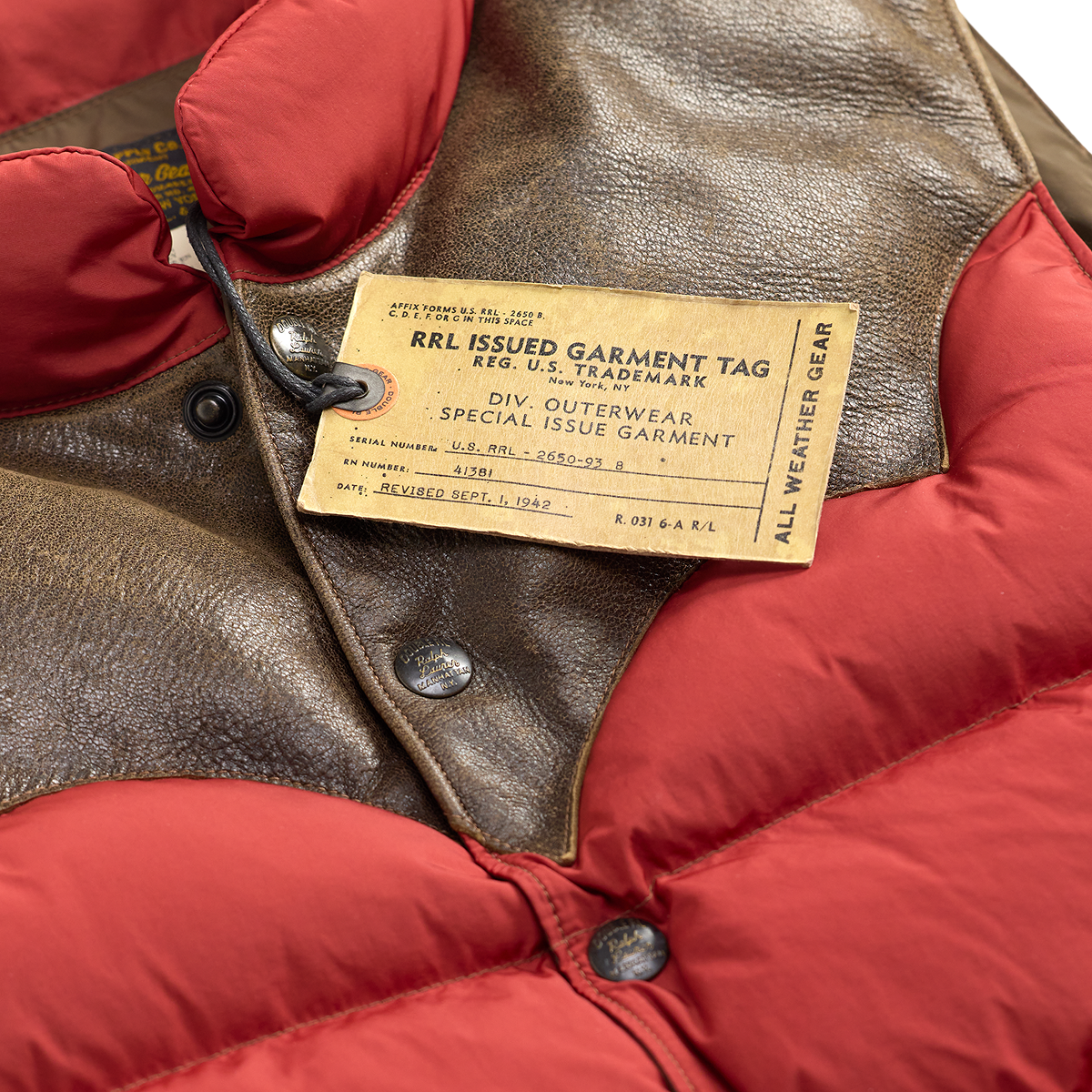 RRL Leather-Yoke Quilted Vest