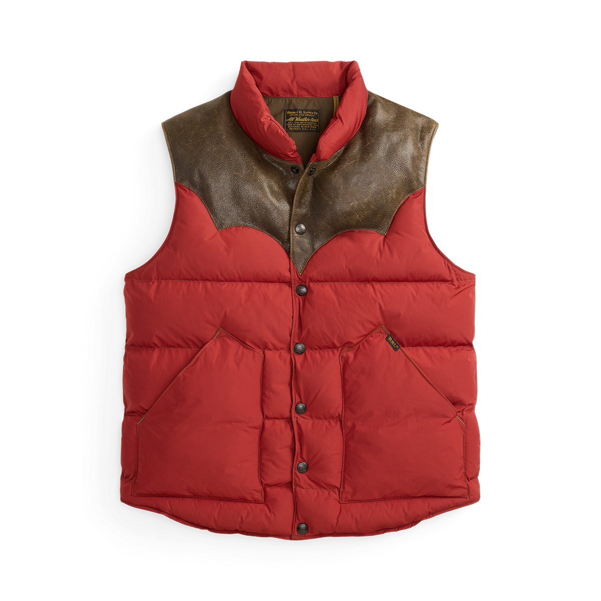 RRL Leather-Yoke Quilted Vest