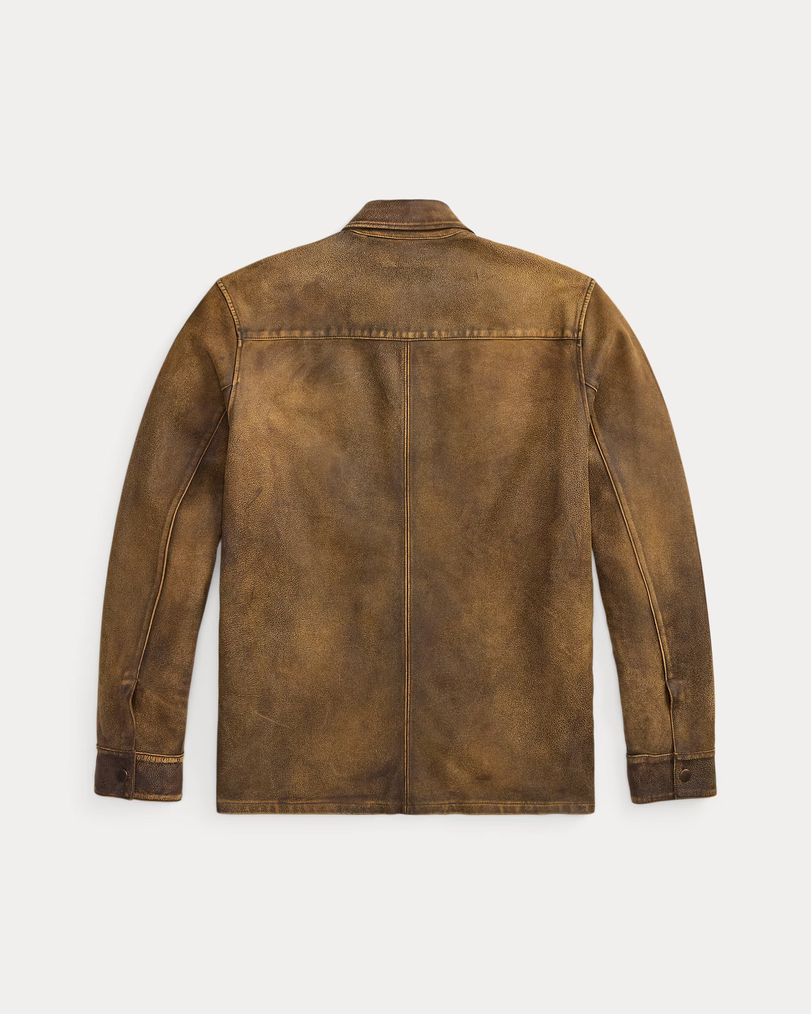 RRL Unlined Leather Button Snap Jacket