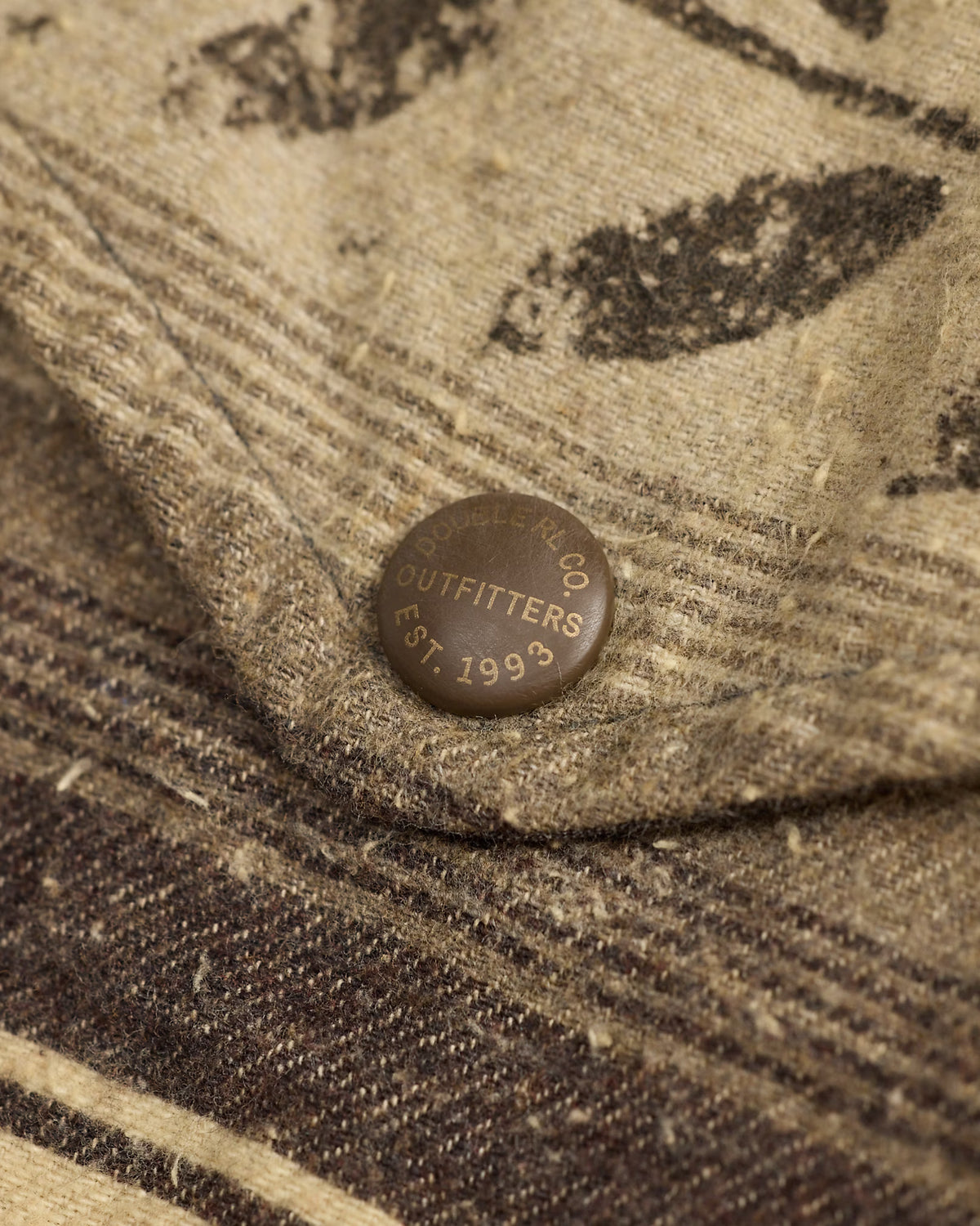 RRL Leaf-Print Striped Twill Overshirt