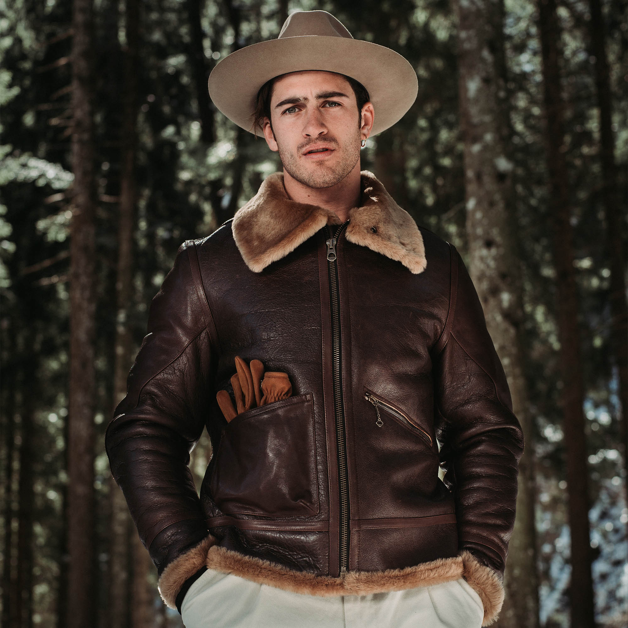“Aviatore” B-3 Seal Brown Shearling Jacket