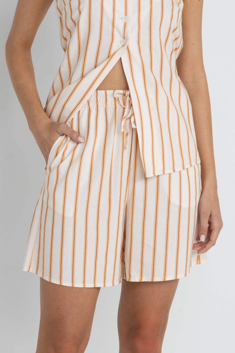Tide Stripe Longline Short in Natural