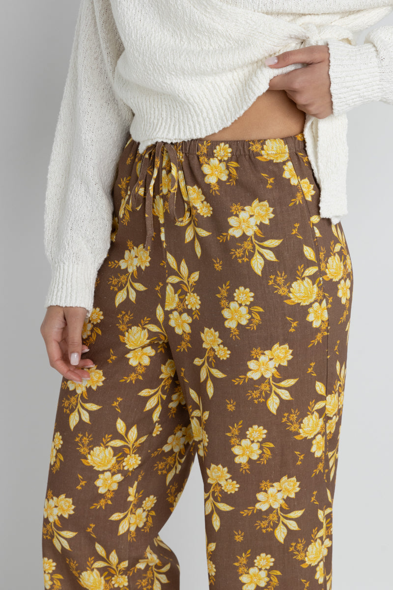 Anika Drawstring Pant in Cholcoate