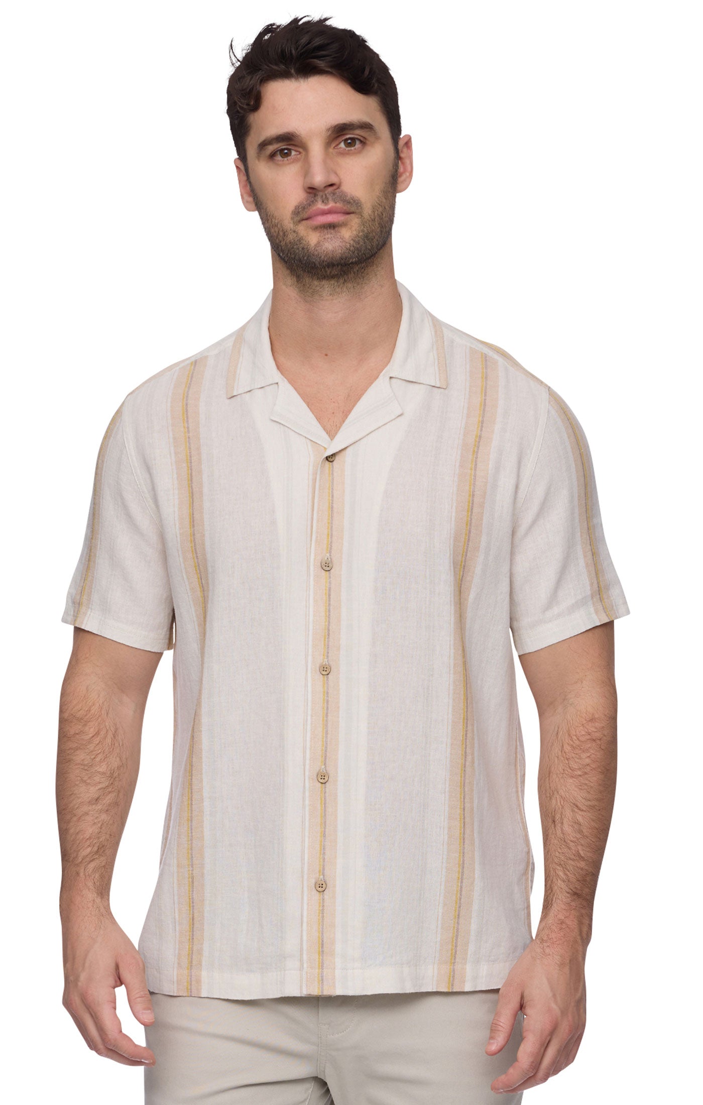 PALMER SS LINEN BLEND CAMP COLLAR SHIRT