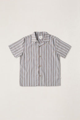 Vacation Stripe Ss Shirt - Chocolate