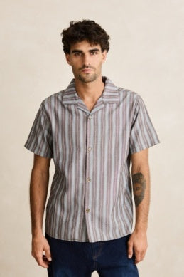 Vacation Stripe Ss Shirt - Chocolate
