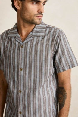 Vacation Stripe Ss Shirt - Chocolate