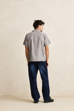 Vacation Stripe Ss Shirt - Chocolate