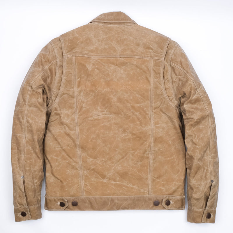 RIDERS JACKET  WAXED CANVAS TOBACCO WITH TUMBLEWEED RED INTERIOR