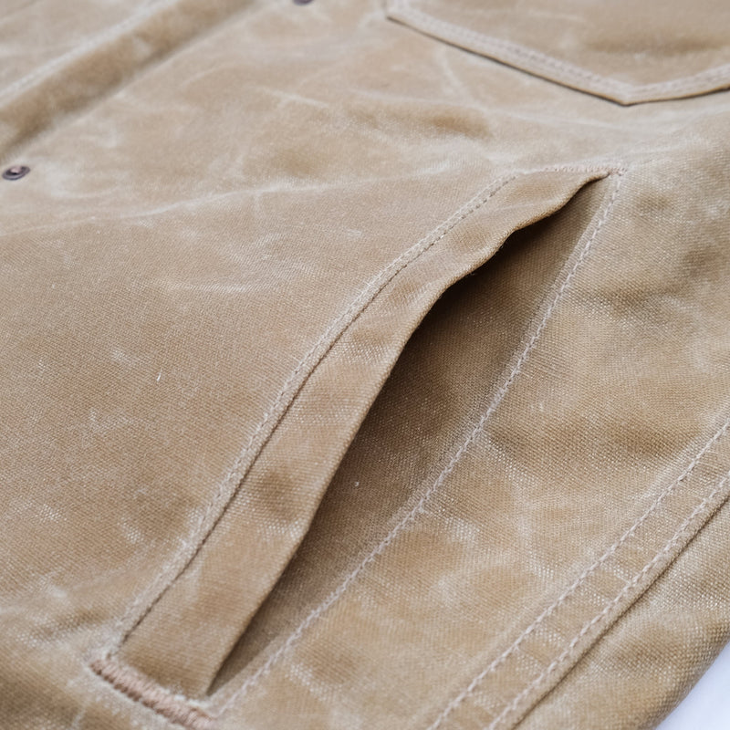RIDERS JACKET WAXED CANVAS TOBACCO WITH TUMBLEWEED RED INTERIOR
