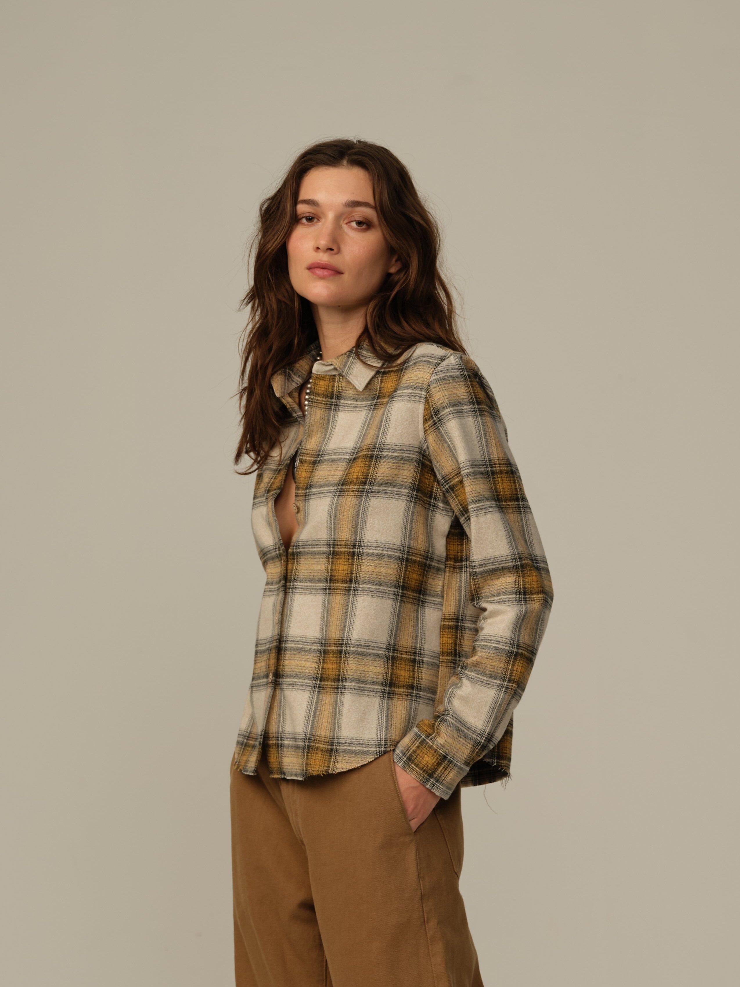 Women's Mila Japanese Cotton Flannel Shirt - Mustard Plaid