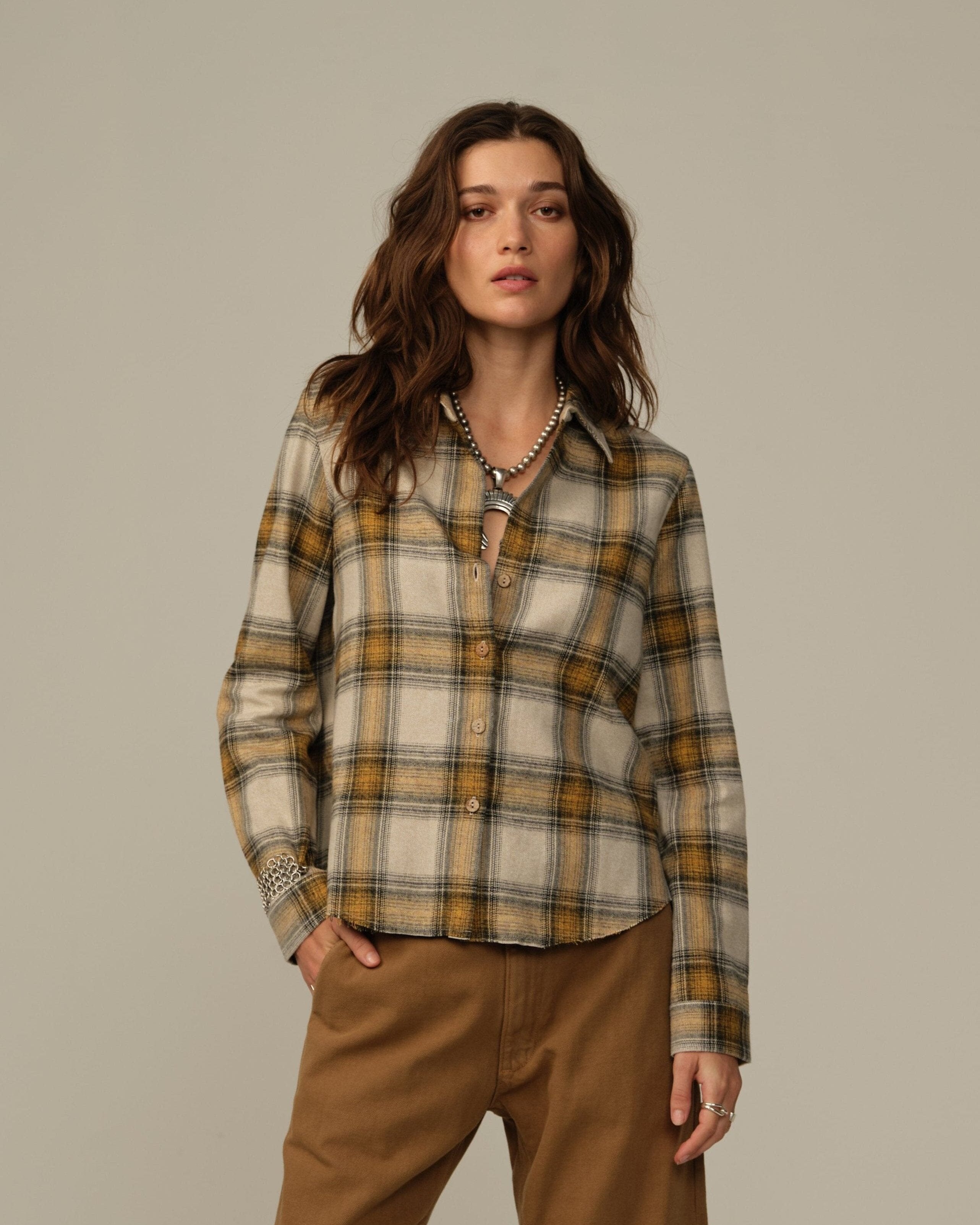 Women's Mila Japanese Cotton Flannel Shirt - Mustard Plaid