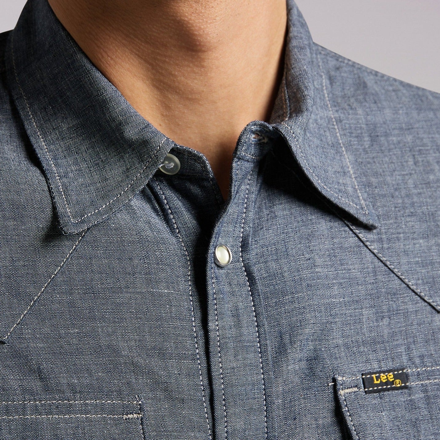 MEN'S LEE 101 WESTERN SHIRT IN DRY (LIGHT INDIGO)