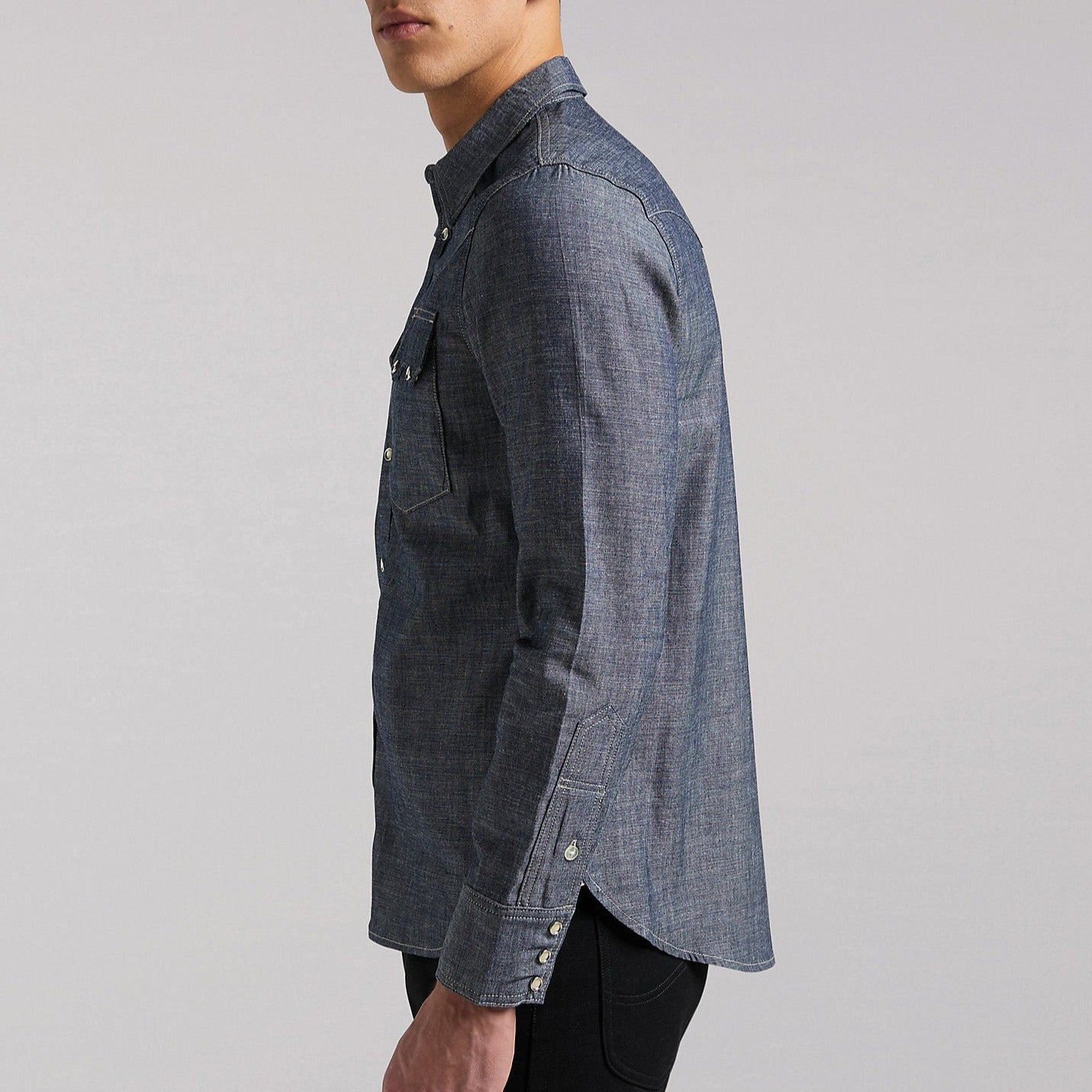 MEN'S LEE 101 WESTERN SHIRT IN DRY (LIGHT INDIGO)