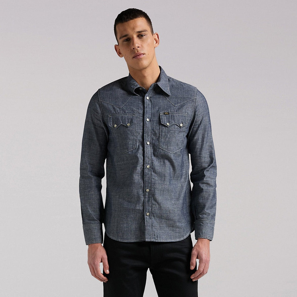 MEN'S LEE 101 WESTERN SHIRT IN DRY (LIGHT INDIGO)