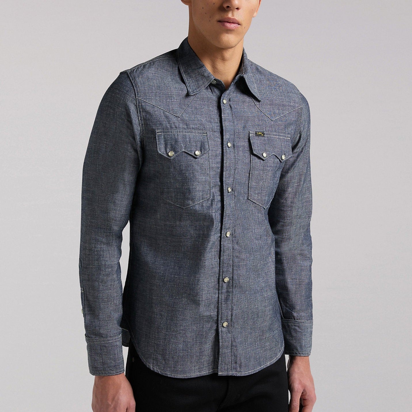 MEN'S LEE 101 WESTERN SHIRT IN DRY (LIGHT INDIGO)