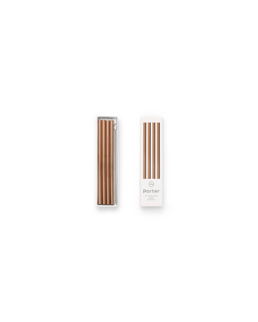 Porter 5in Metal Straws, Set of 4 with Cleaner - Gold