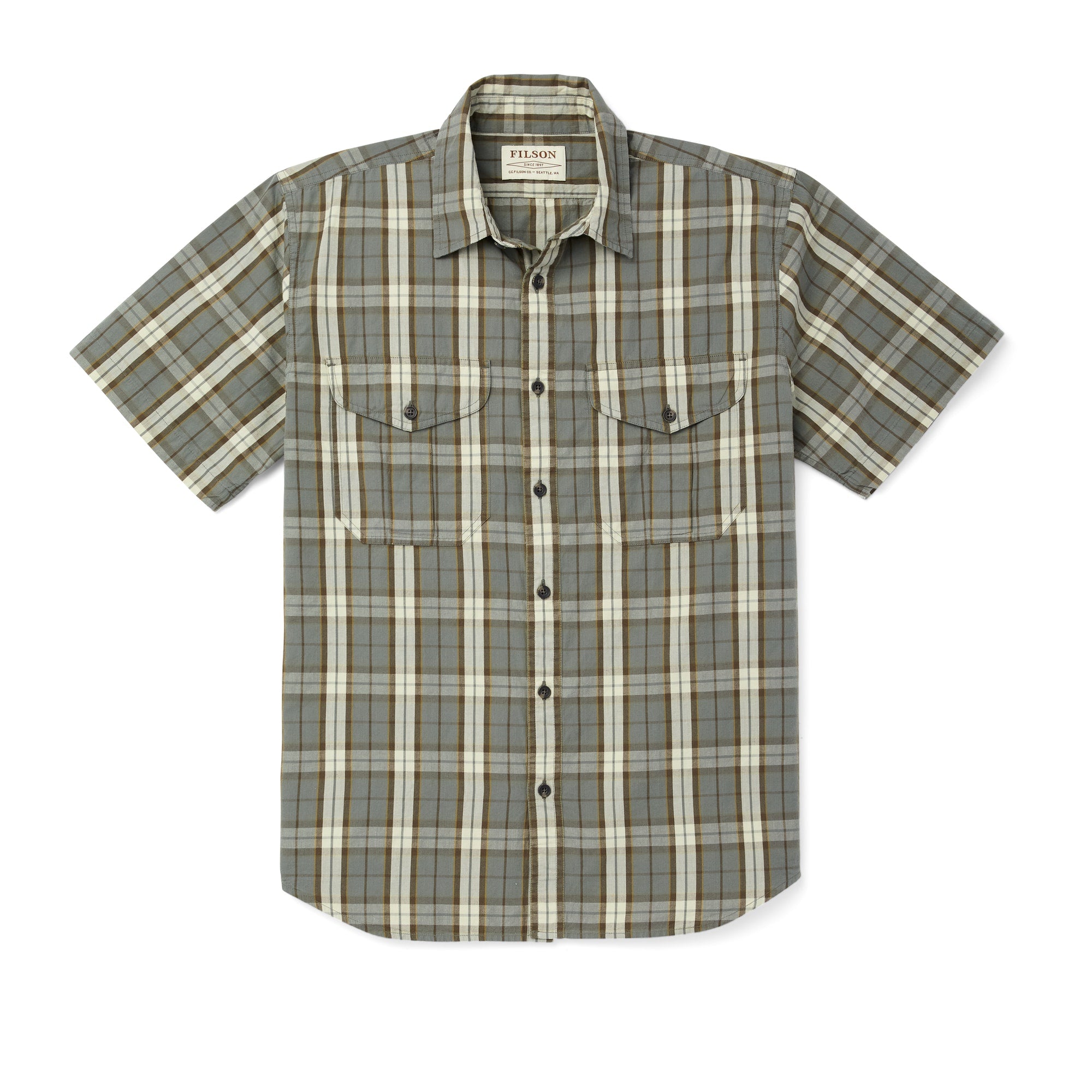 WASHED SHORT SLEEVE FEATHER CLOTH SHIRT - SAGE GREEN