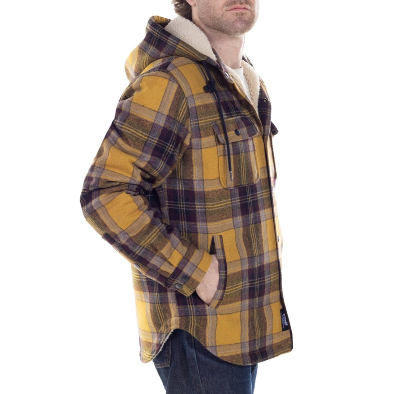 Wool Blend Sherpa Lined Hooded Shirt-Jacket