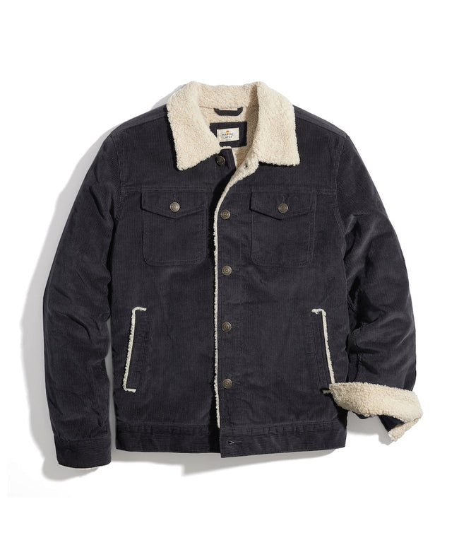 Boise Cord Sherpa Trucker in Blue Graphite