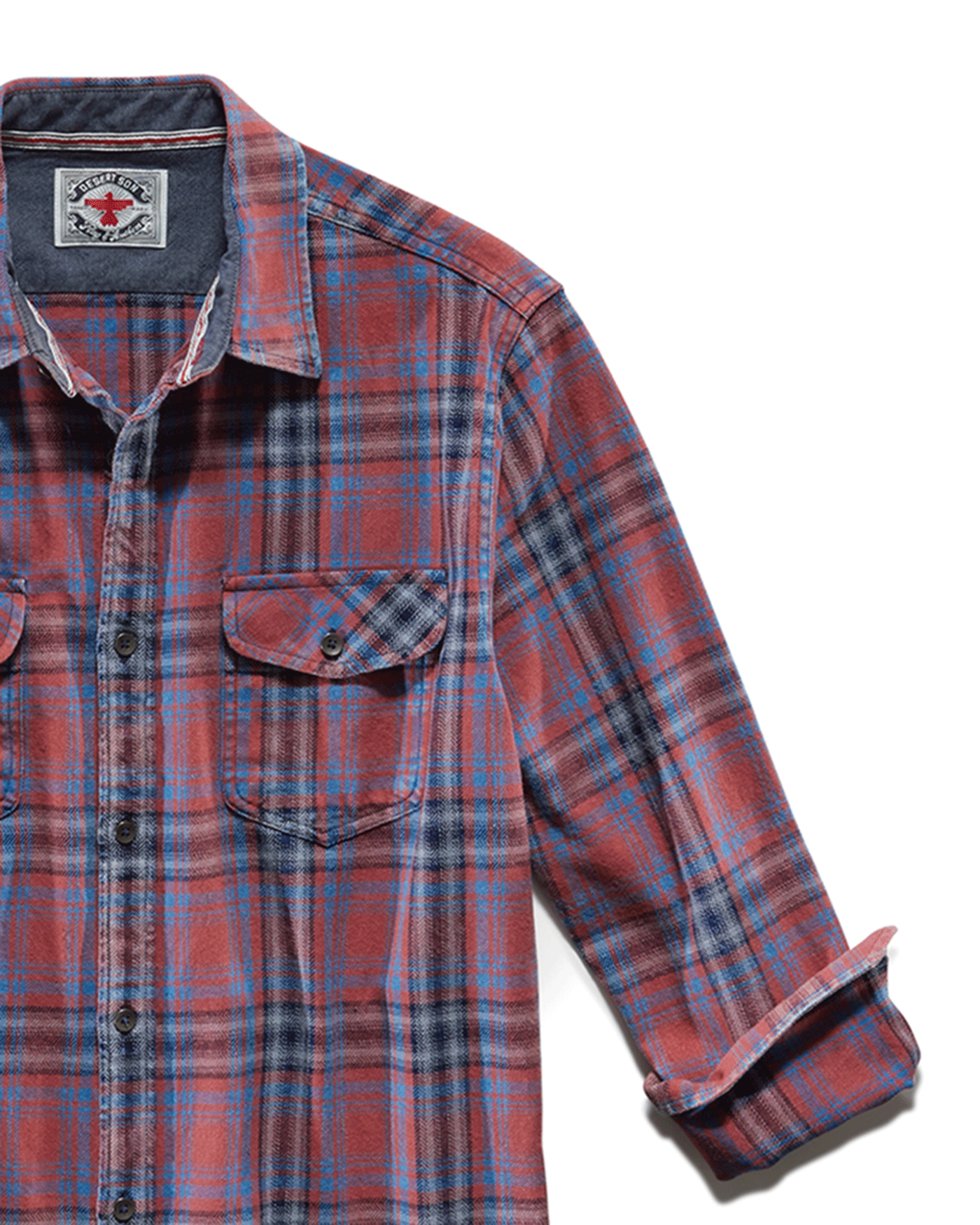 DILLON VINTAGE WASHED SHIRT // RUST/LIGHT BLUE/NAVY