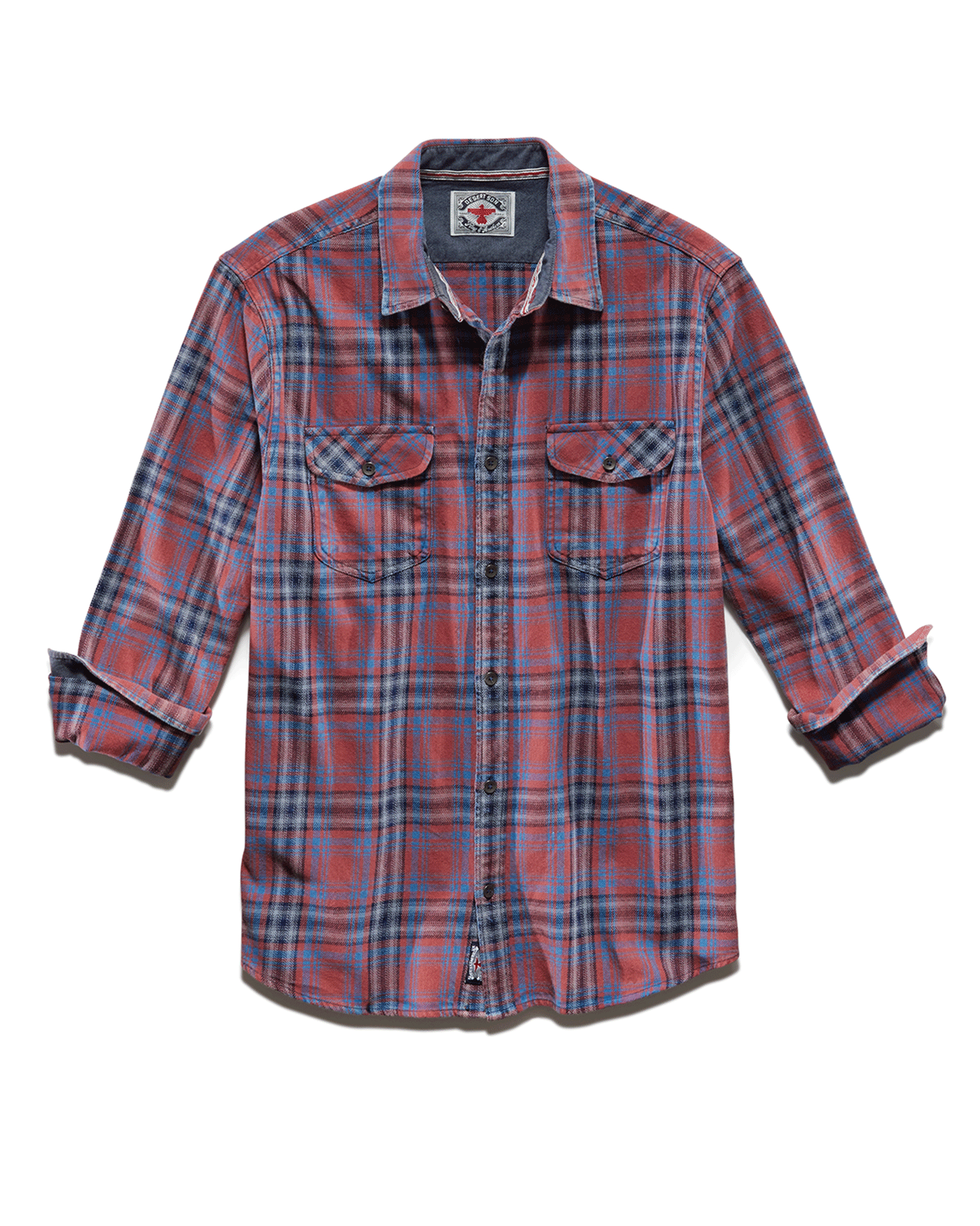 DILLON VINTAGE WASHED SHIRT // RUST/LIGHT BLUE/NAVY