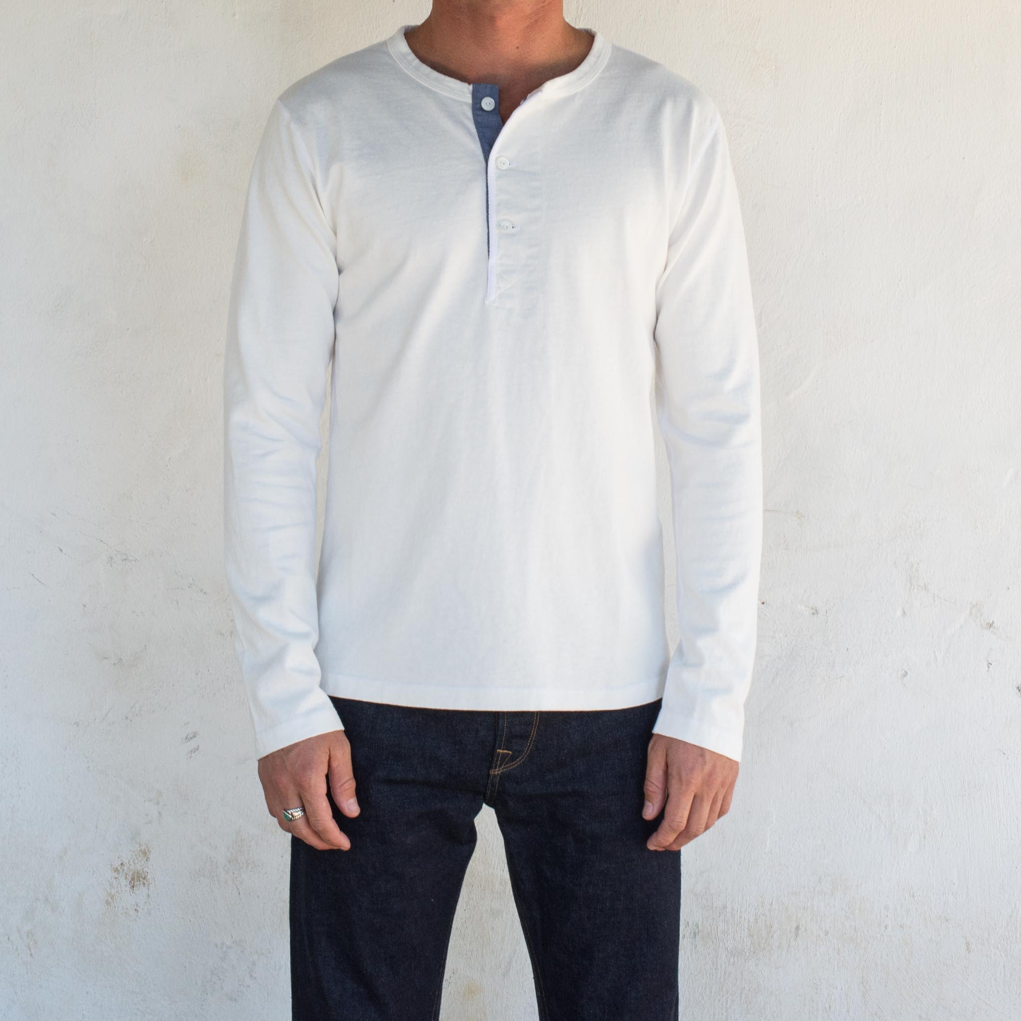 Freenote 13 Ounce Henley L/S White