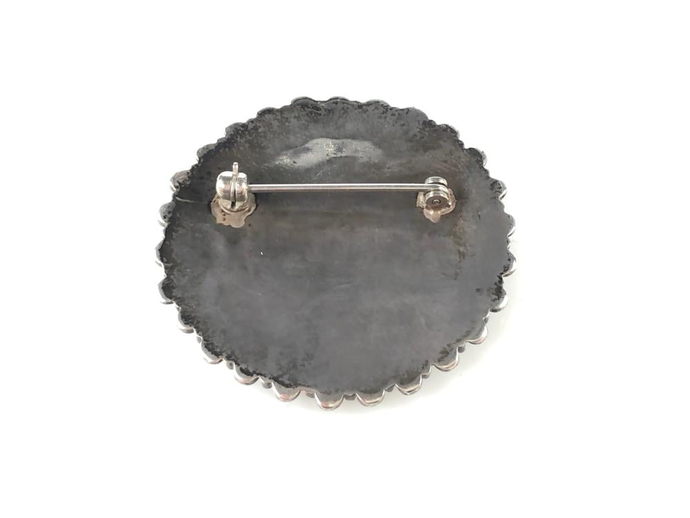 NATIVE AMERICAN STERLING PETIT POINT TURQUOISE PIN