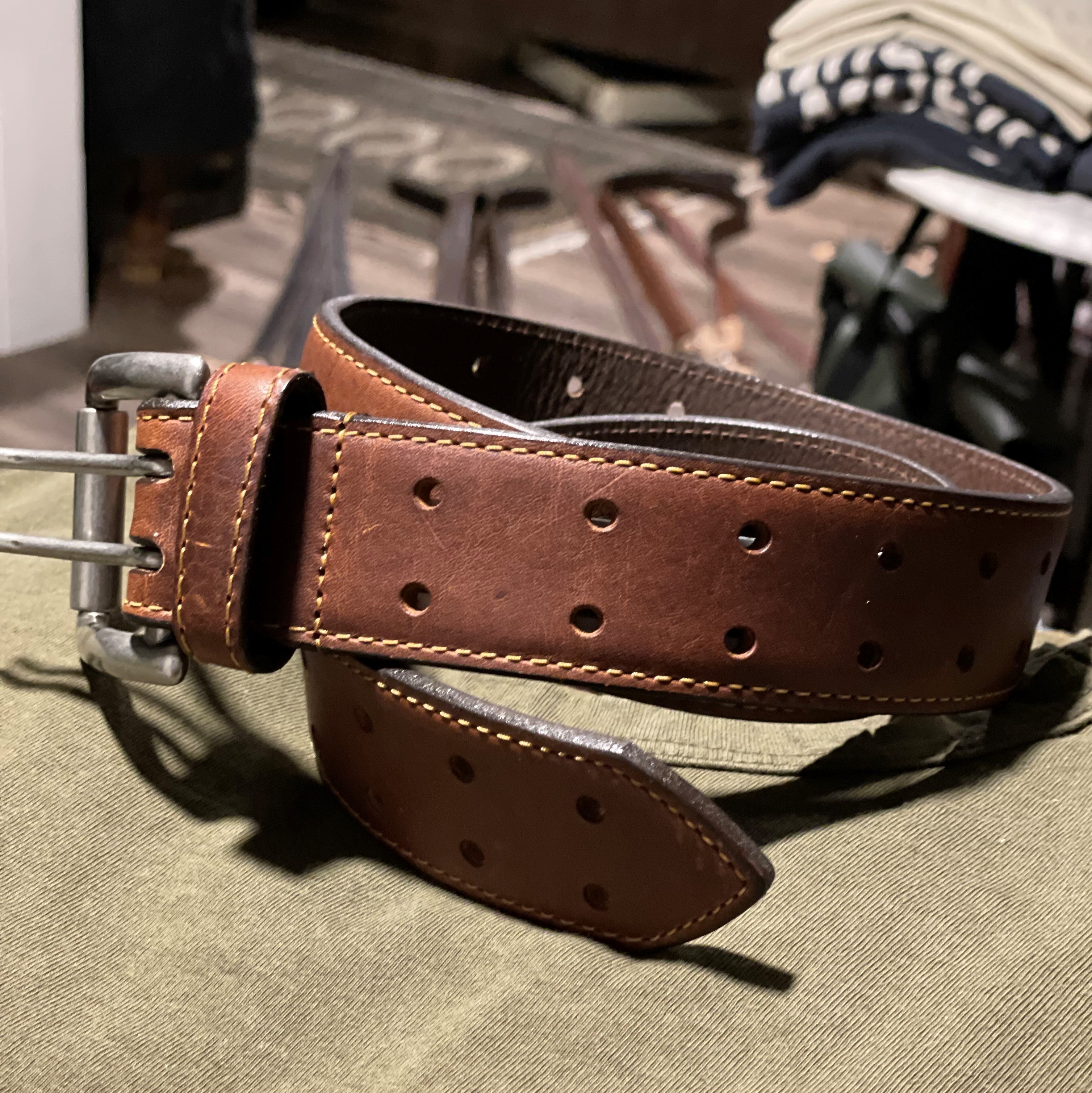 Vintage Bison Double Barrell Leather Belt