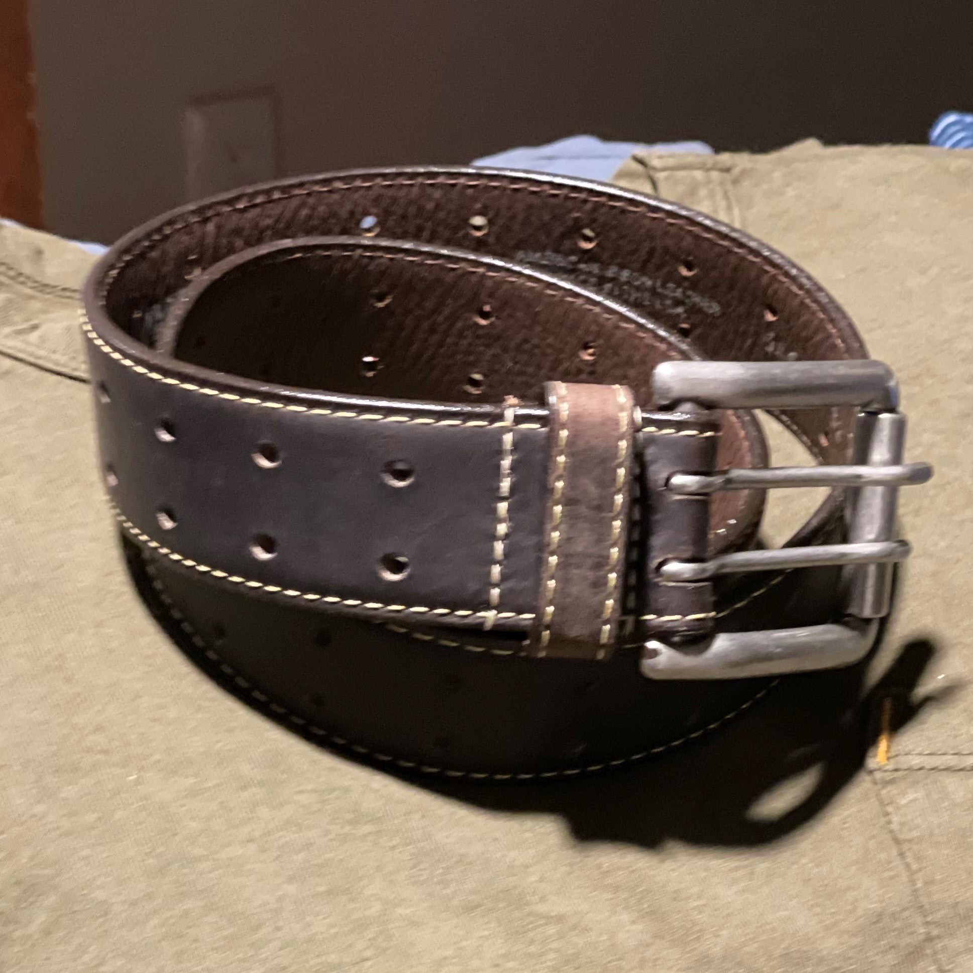 Vintage Bison Double Barrell Leather Belt