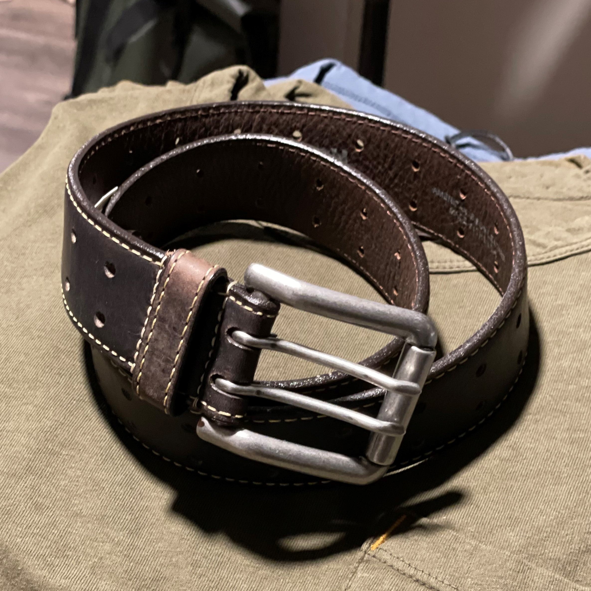 Vintage Bison Double Barrell Leather Belt