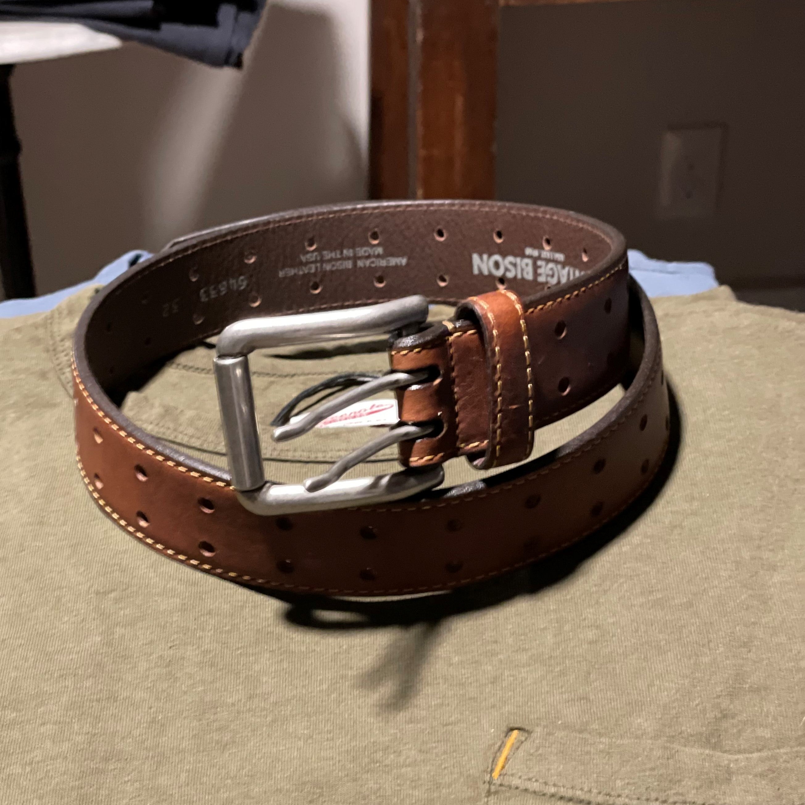 Vintage Bison Double Barrell Leather Belt