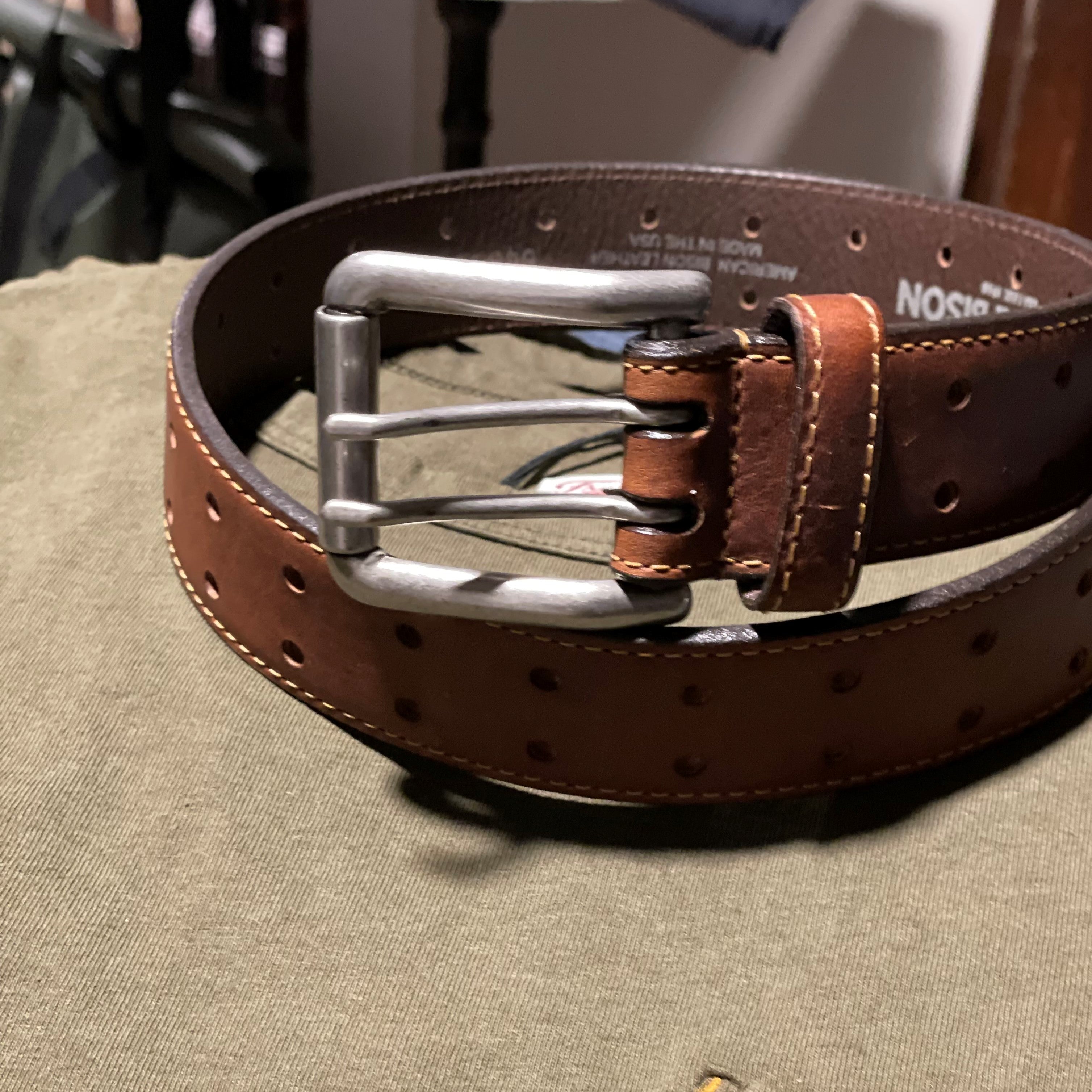 Vintage Bison Double Barrell Leather Belt