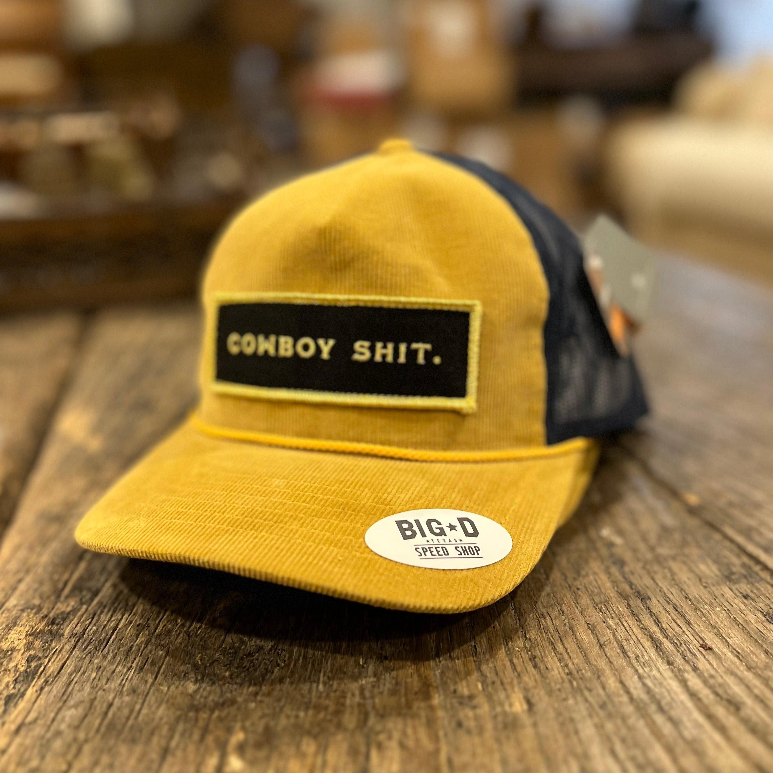 Cowboy $h!t Trucker - Black Patch on Yellow/Blue Trucker