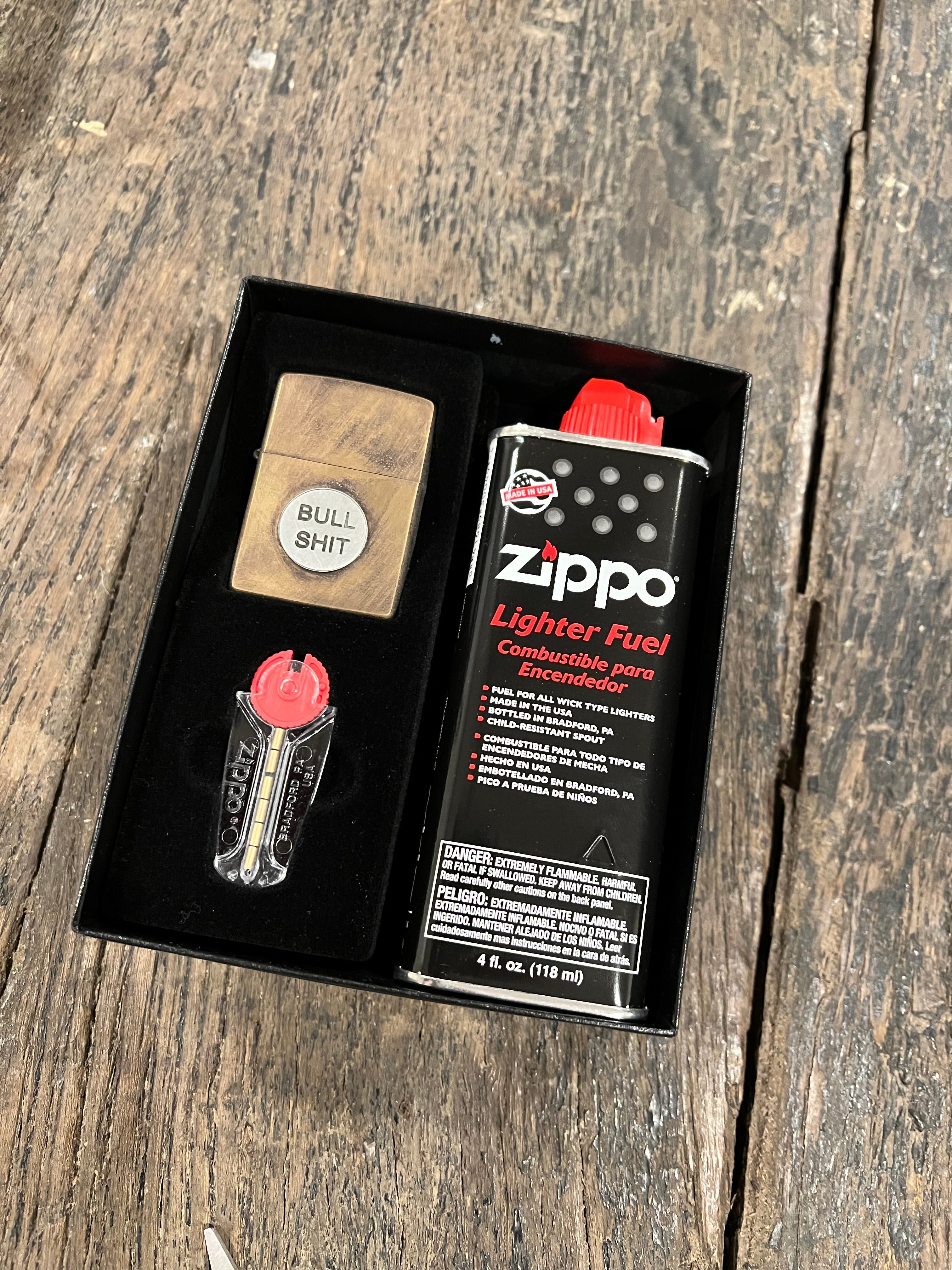Zippo Lighter Display Set With Fuel and Flint
