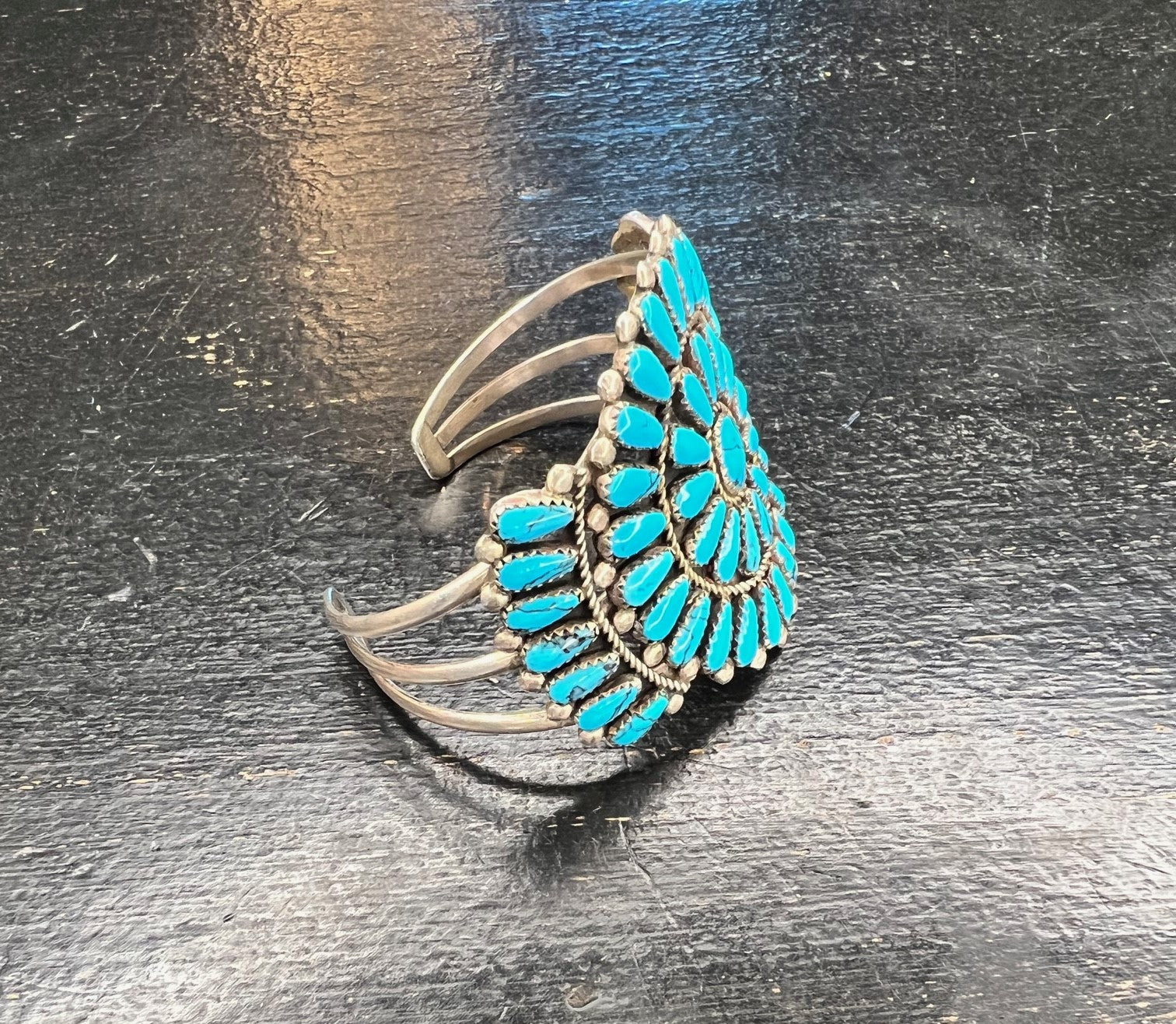 Vintage Navajo Petit Point Turquoise Cluster Cuff