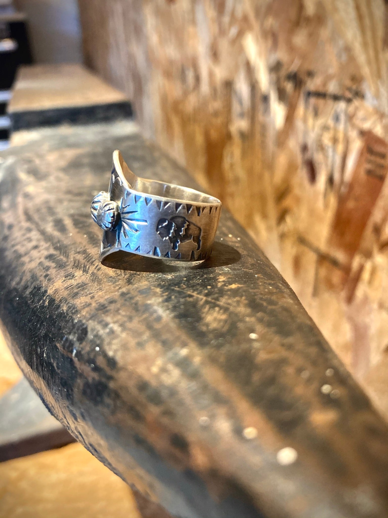 Handmade Men's Sterling Silver Buffalo Ring