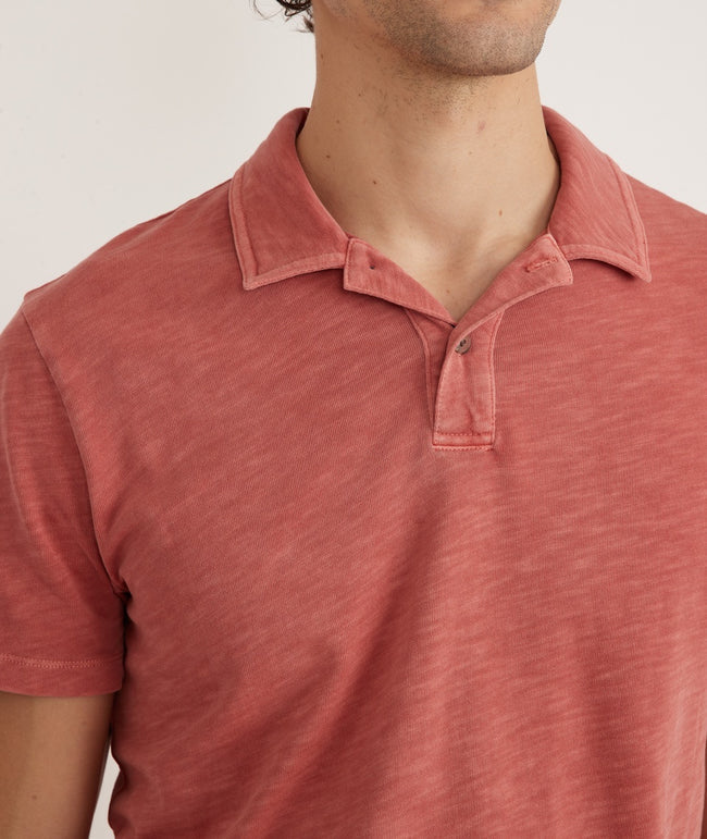 Lassen Short Sleeve Heavy Slub Polo in Faded Rose