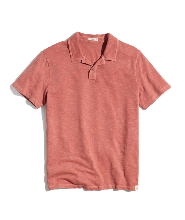 Lassen Short Sleeve Heavy Slub Polo in Faded Rose
