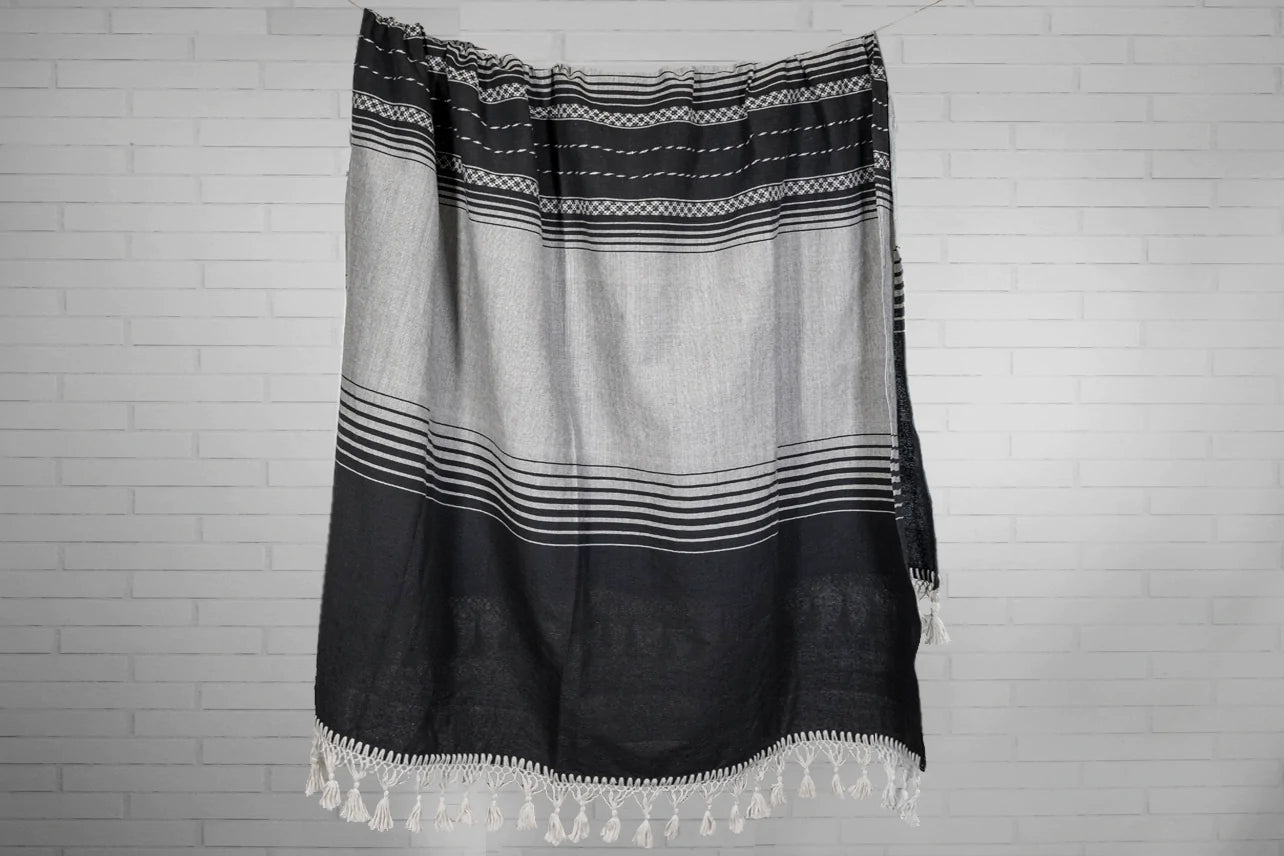 Mexican Handloomed Blanket - Black/Grey