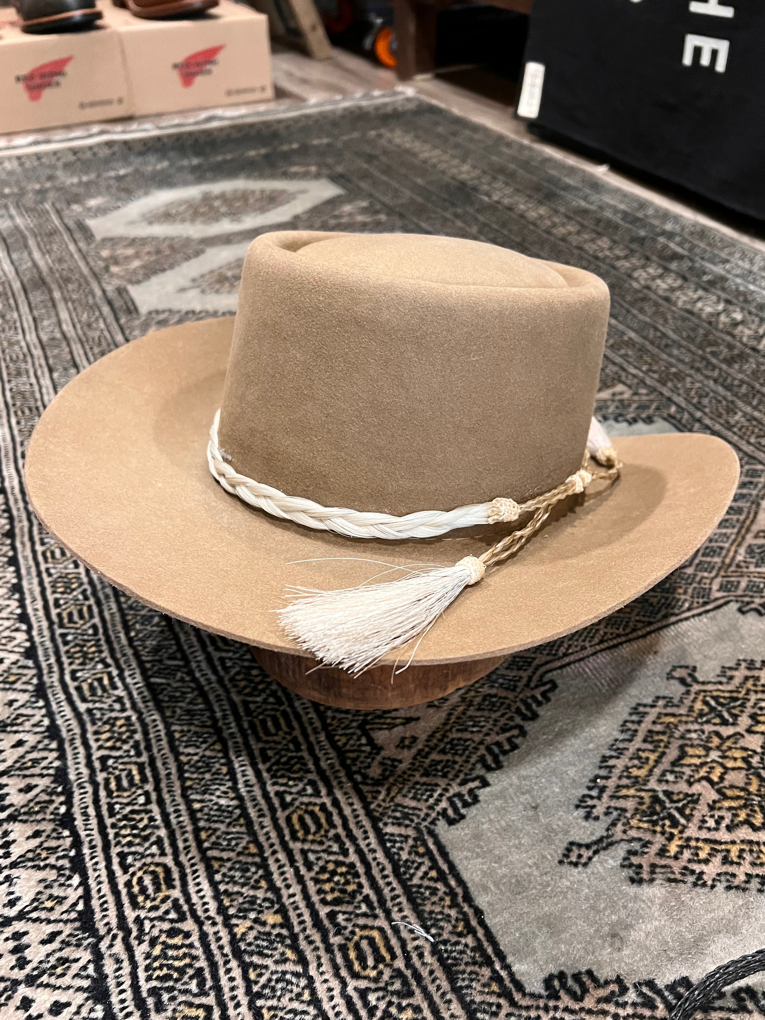 Hand-Woven Horse Hair Hat Bands Blonde Thick Braid w/ Tassel