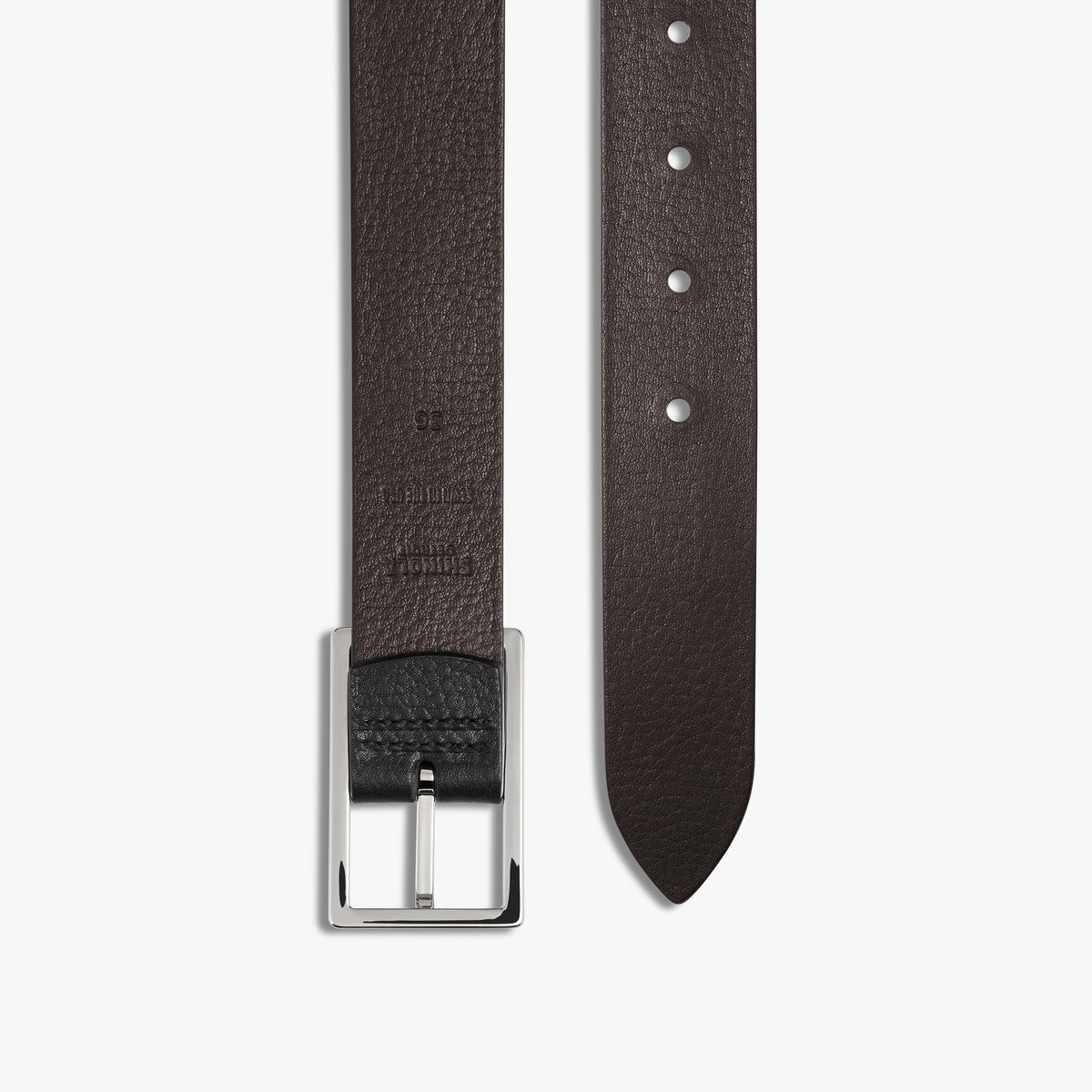 1-1/4 Reversible Rectangle Buckle Belt-Black/Drk Brown