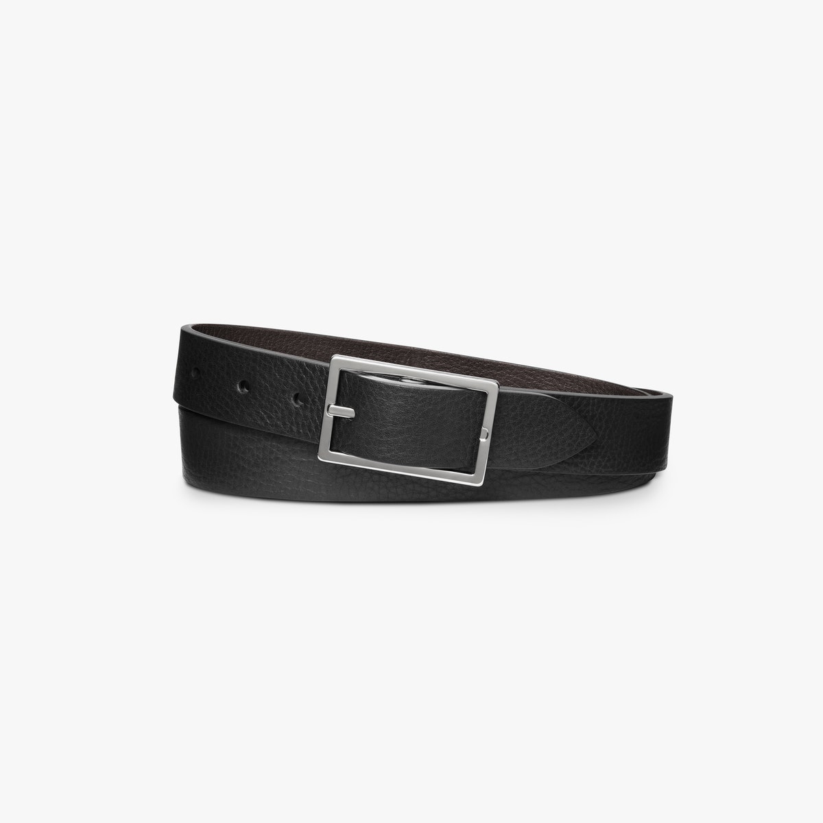 1-1/4 Reversible Rectangle Buckle Belt-Black/Drk Brown