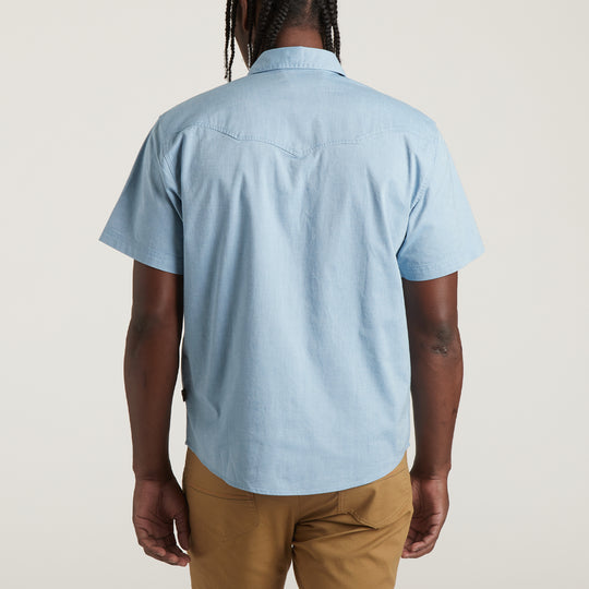 Crosscut Deluxe Shortsleeve Shirt - Beach Blooms : Blue Chambray