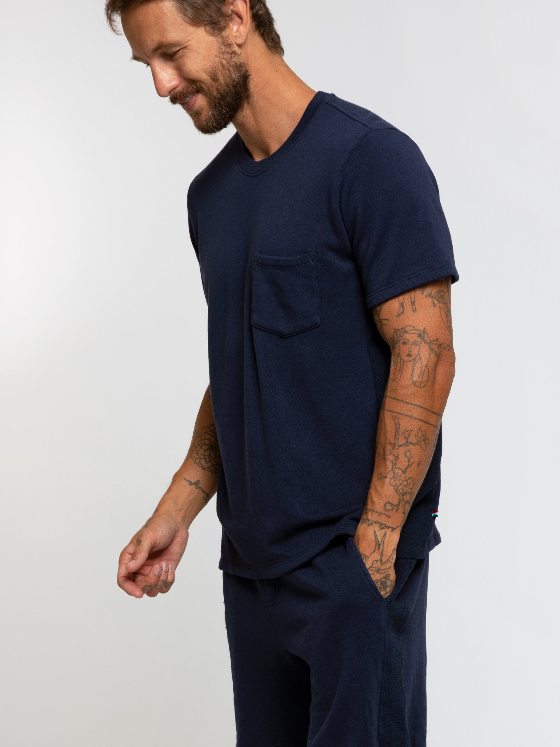 Mesh Pocket Crew - Indigo