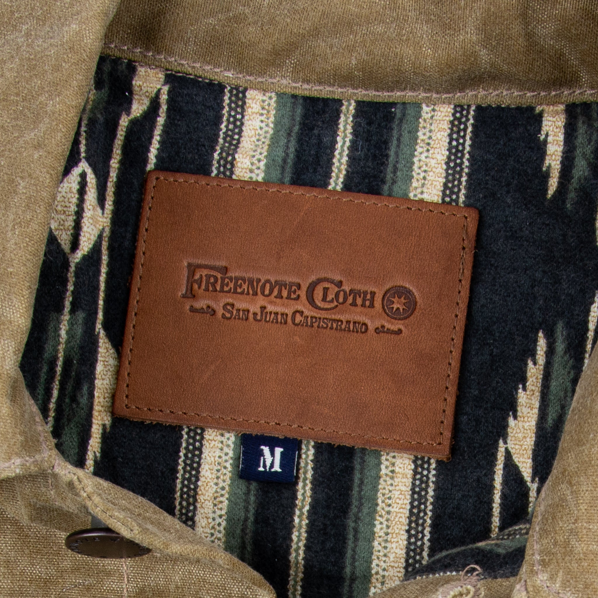 Riders Jacket Waxed Canvas Tobacco Green Interior