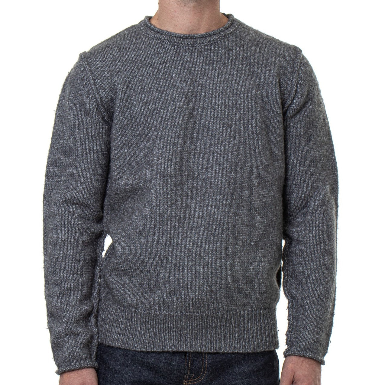 Men's Rolled Edge Sweater - Charcoal