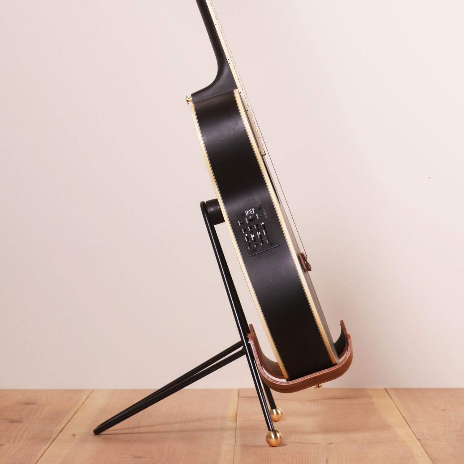 ACOUSTIC GUITAR STAND - Oak, Black, Brass