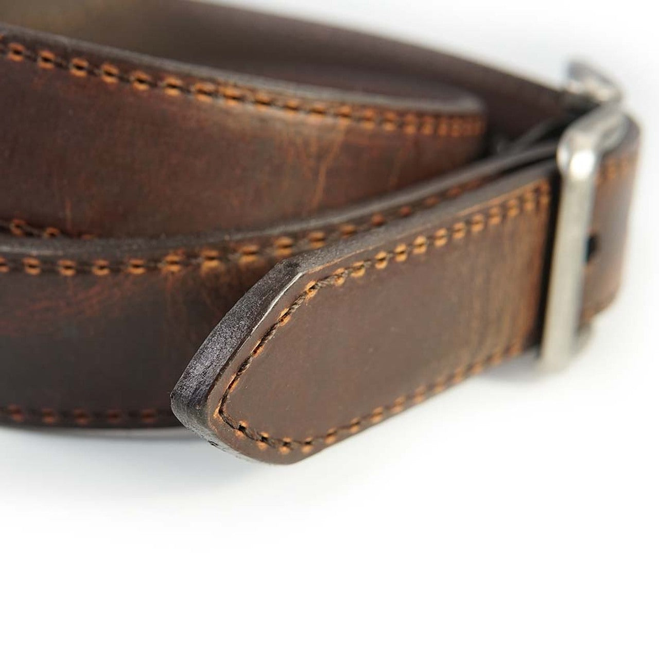 Vintage Bison Heston Leather Belt in Mocha